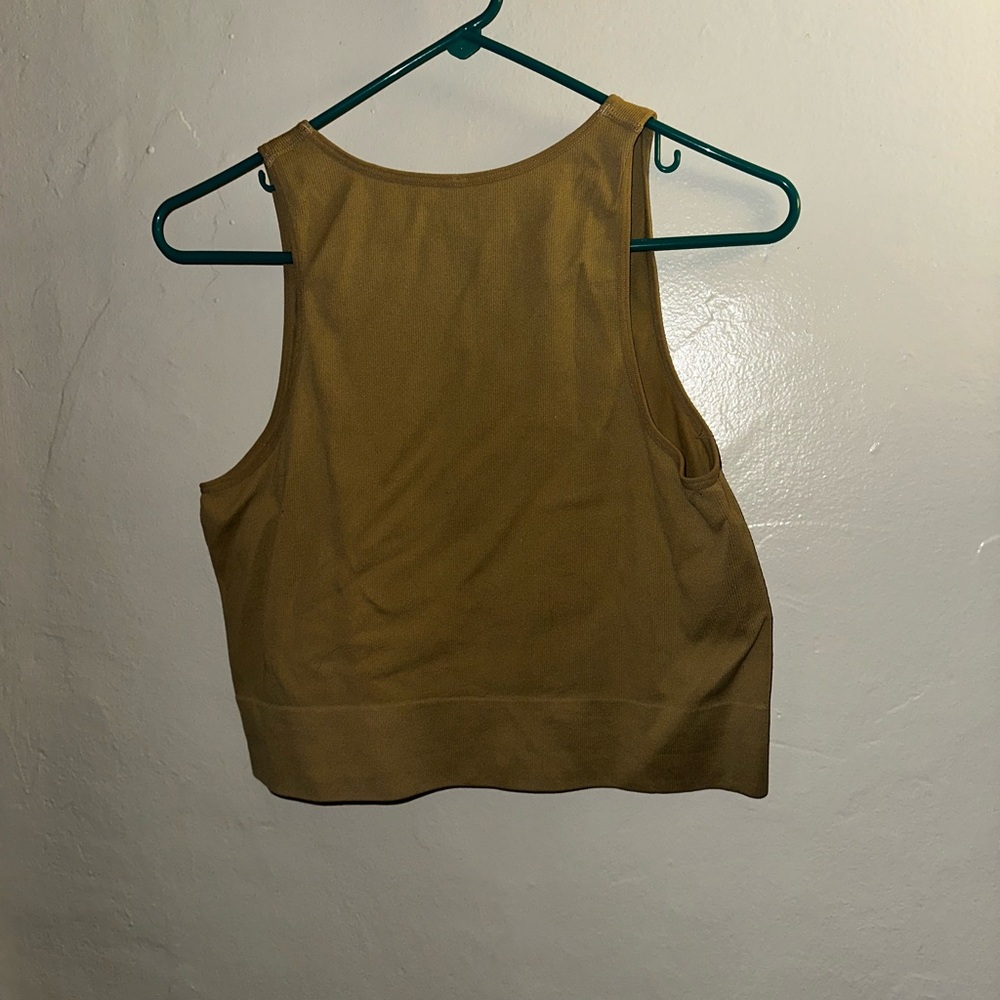 Tan Ribbed Crop Tank Top - Picture 3 of 3